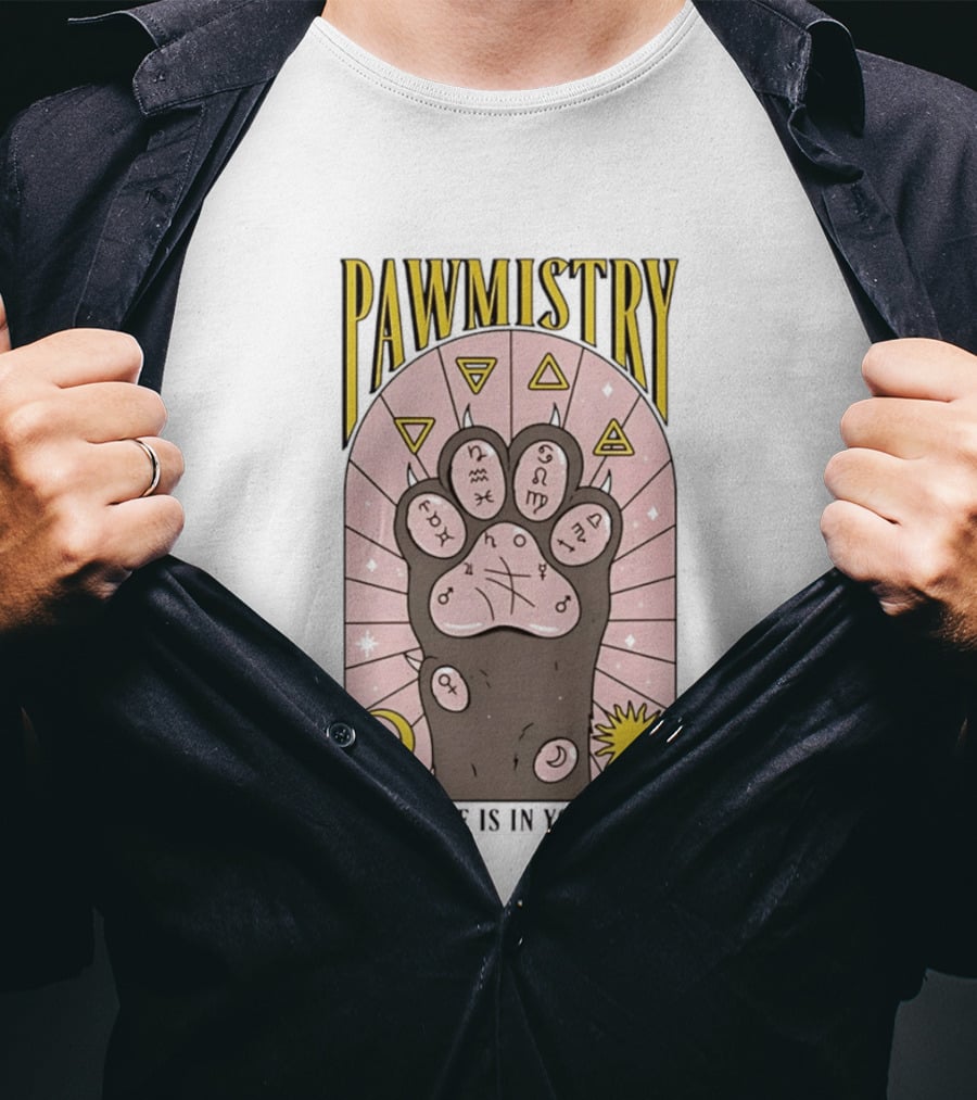 Pawmistry Astrology Cat Paw Your Fate Is In Your Paws Zodiac T-Shirt