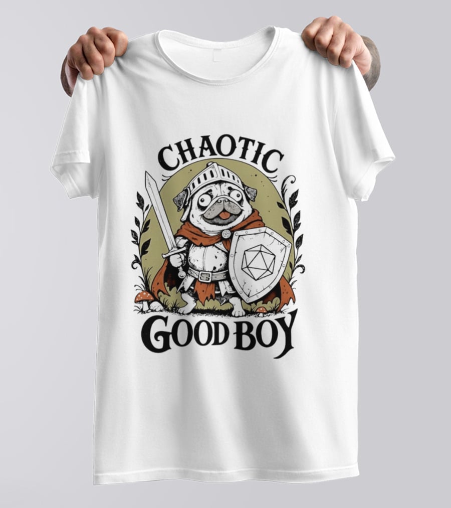 Chaotic Good Boy Pug Knight Dungeons And Dragons Adventure T-Shirt