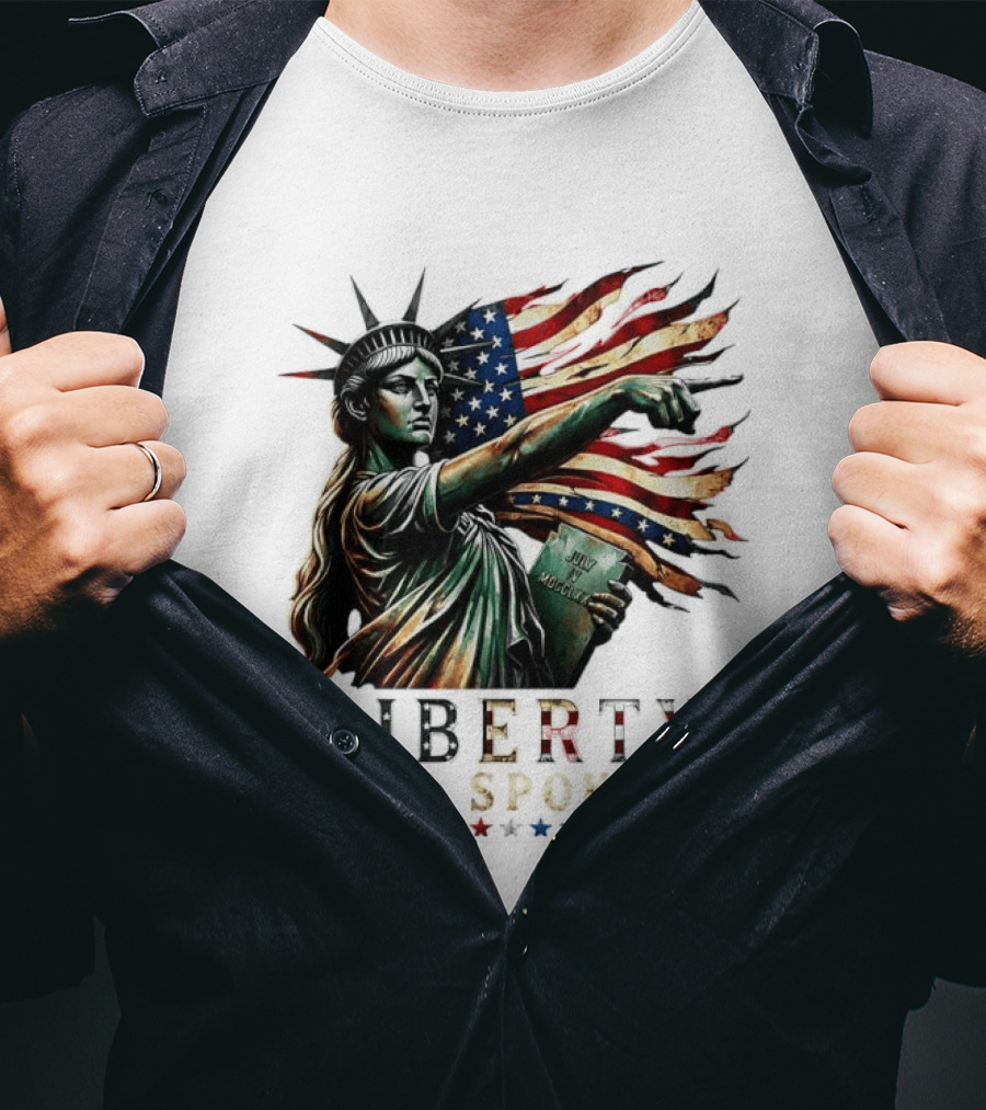 Sophia Cunningham Liberty Has Spoken Statue Of Liberty Pointing July Freedom Flag T-Shirt
