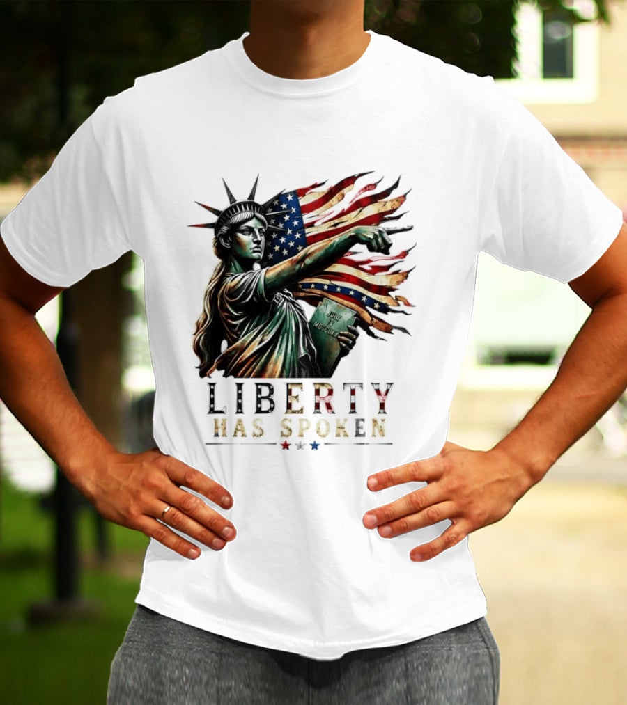 Sophia Cunningham Liberty Has Spoken Statue Of Liberty Pointing July Freedom Flag T-Shirt