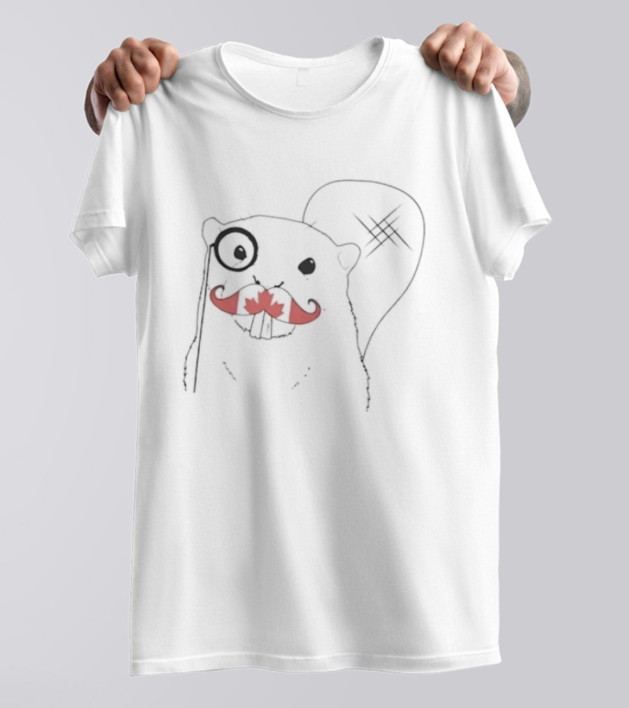 The Dapper Canadian Beaver Mustache Art With Monocle T-Shirt