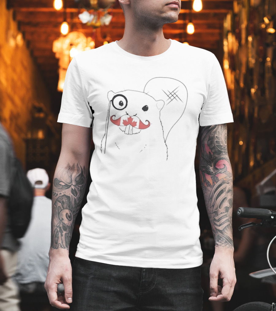 The Dapper Canadian Beaver Mustache Art With Monocle T-Shirt