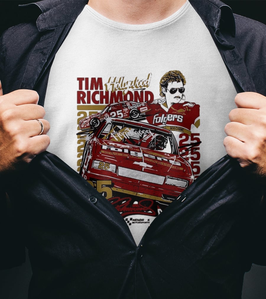 Tim Richmond Hollywood 25 Hendrick Motorsports Folgers NASCAR Racing T-Shirt