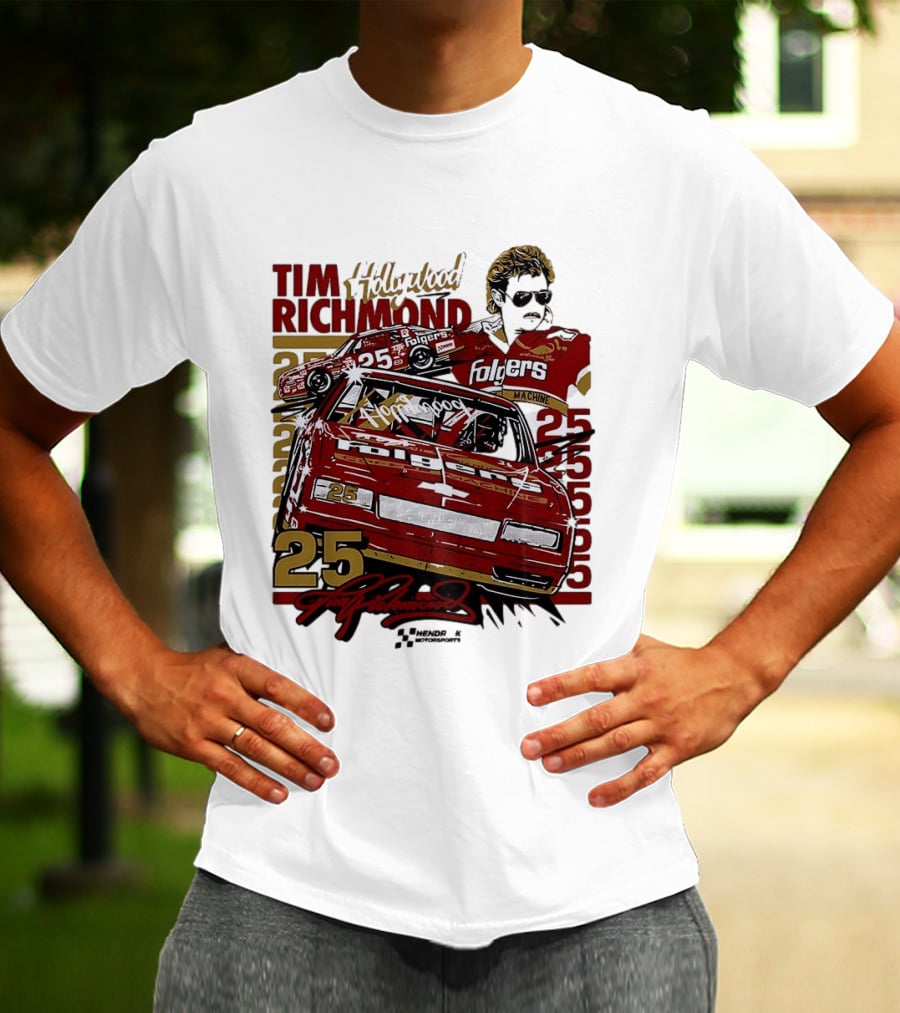 Tim Richmond Hollywood 25 Hendrick Motorsports Folgers NASCAR Racing T-Shirt