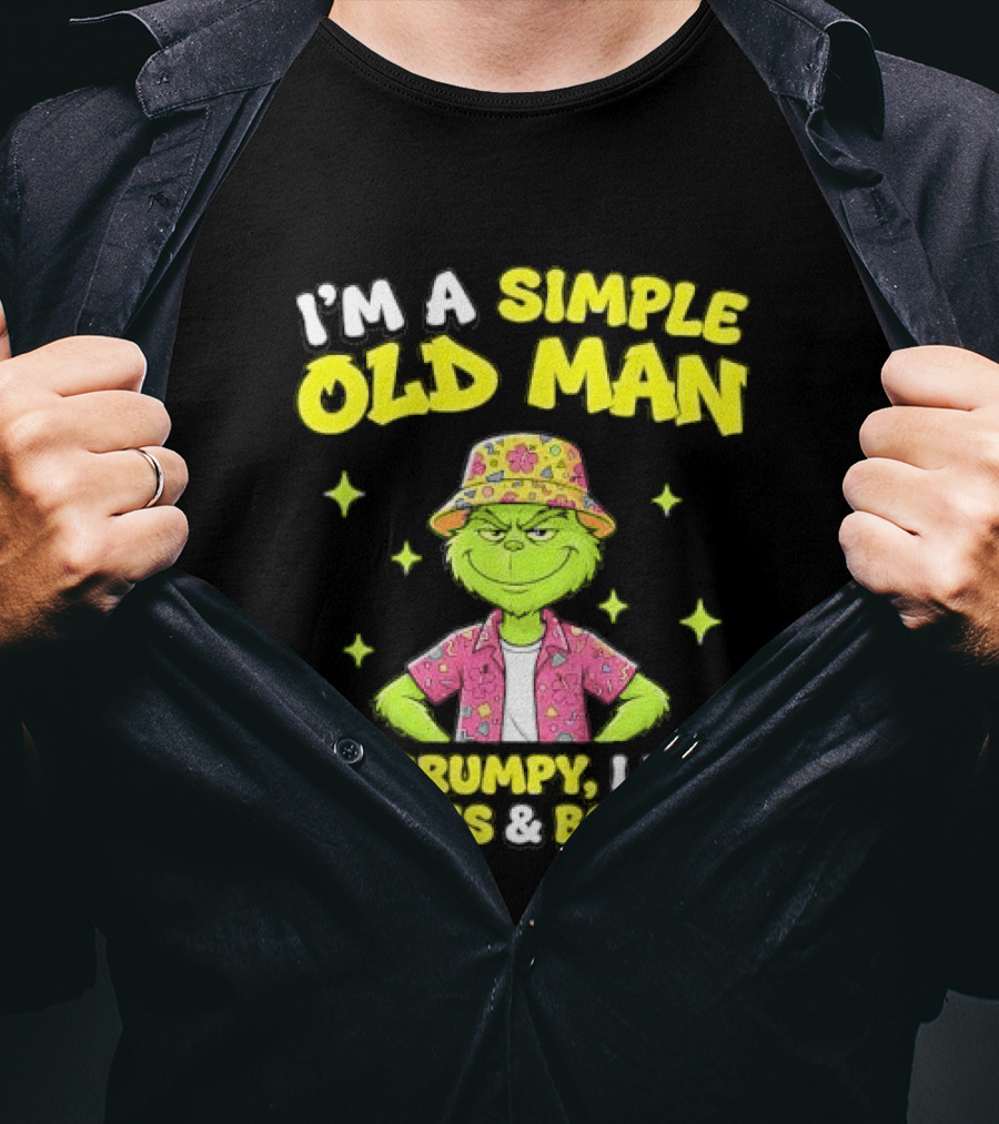 I'm A Simple Old Man Grumpy I Like Boobies Hawaiian Hat T-Shirt