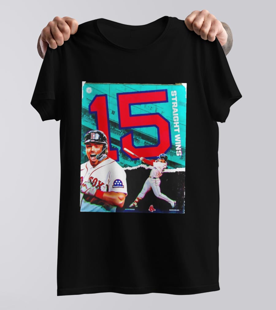 Boston Red Sox 15 Straight Wins Moose Mutual Collaboration T-Shirt