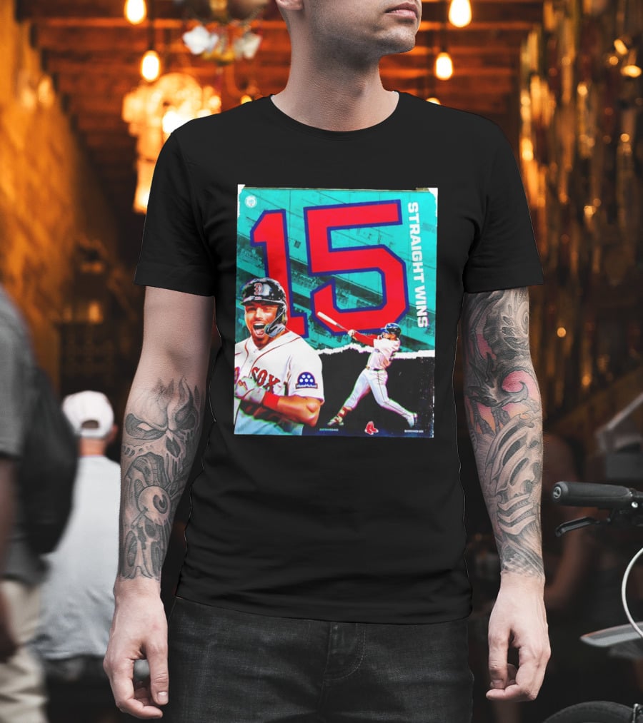 Boston Red Sox 15 Straight Wins Moose Mutual Collaboration T-Shirt