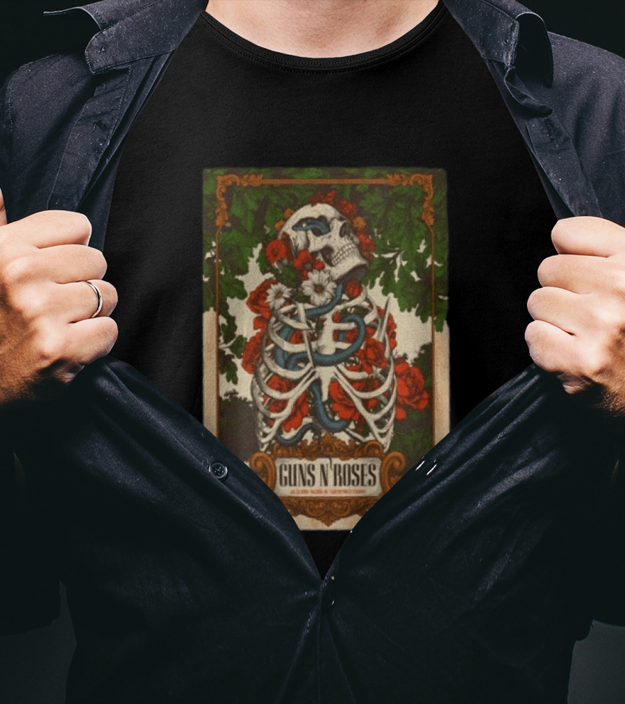 Guns N' Roses Skeleton Roses Raleigh NC 7 23 2026 T-Shirt