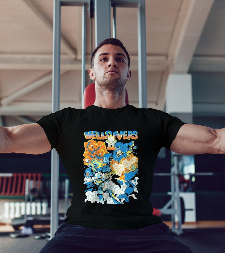 Helldivers 2 Explosive Battle Remember Outpost 32 Retro Skull Warfare T-Shirt