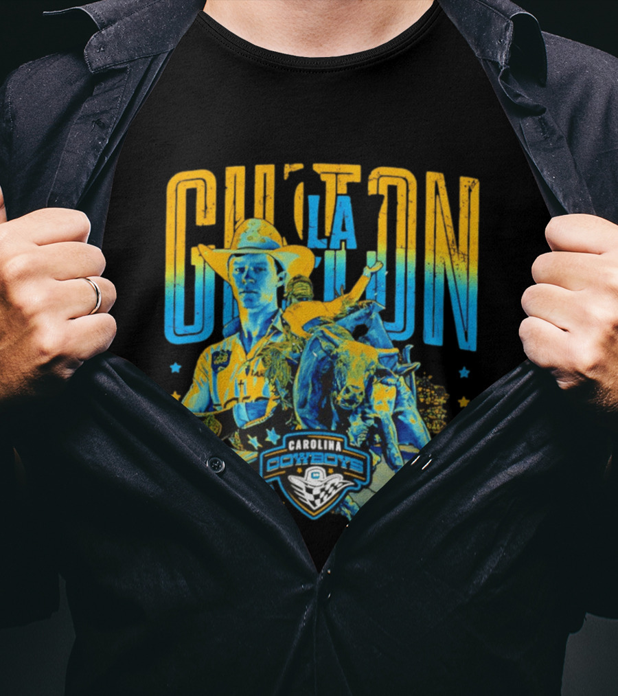 Carolina Cowboys Clay Guiton PBR Ranch Riding Champion T-Shirt