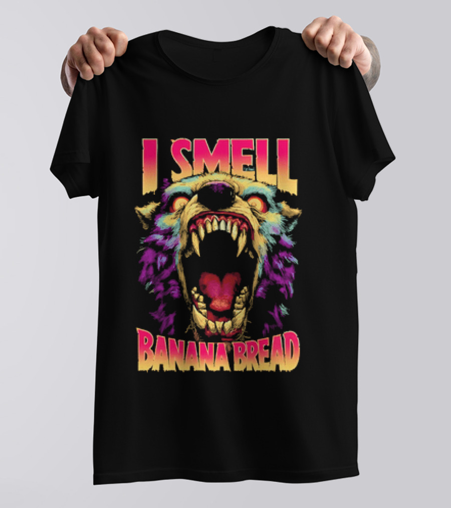 Hungry Werewolf I Smell Banana Bread Colorful Roaring Beast T-Shirt