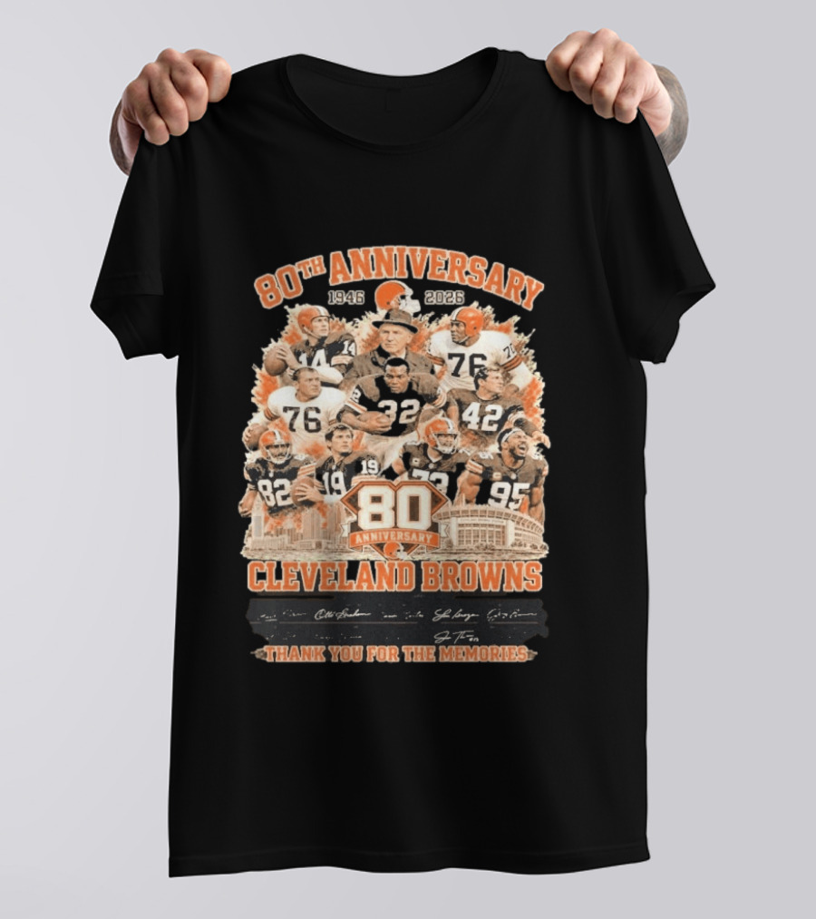 Cleveland Browns 80th Anniversary 1946 2026 Thank You For The Memories T-Shirt