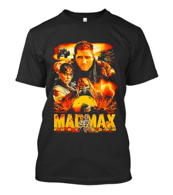 Mad Max Fury Road Characters Illustrated In Bold Orange Tones T-Shirt