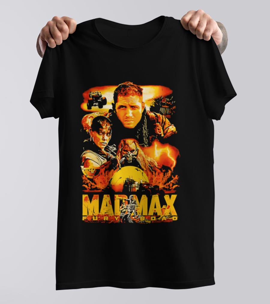 Mad Max Fury Road Characters Illustrated In Bold Orange Tones T-Shirt