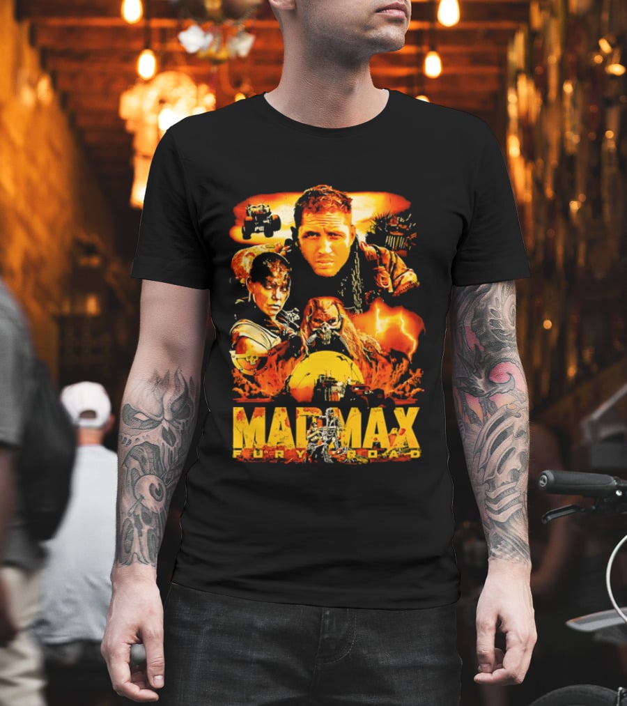 Mad Max Fury Road Characters Illustrated In Bold Orange Tones T-Shirt