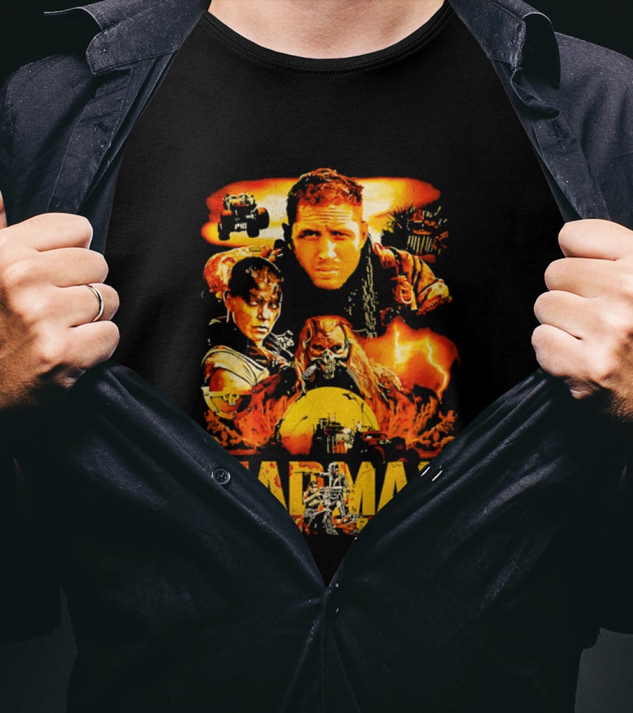 Mad Max Fury Road Characters Illustrated In Bold Orange Tones T-Shirt