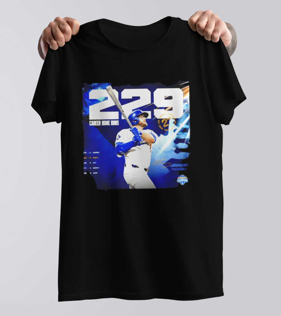 Max Muncy Los Angeles Dodgers 229 Career Home Runs Celebration MLB Champions T-Shirt