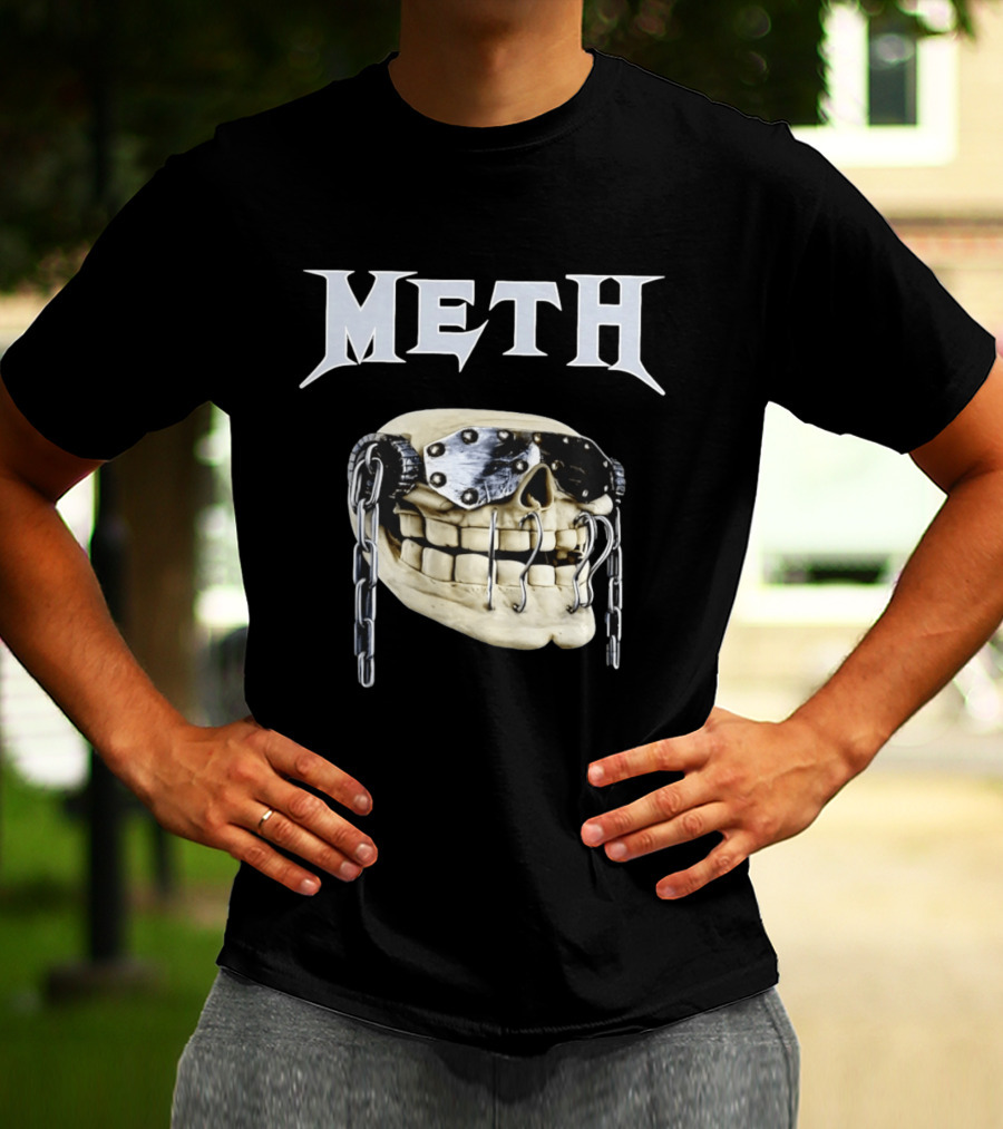 Meth Skull Metal Goggles Chains T-Shirt