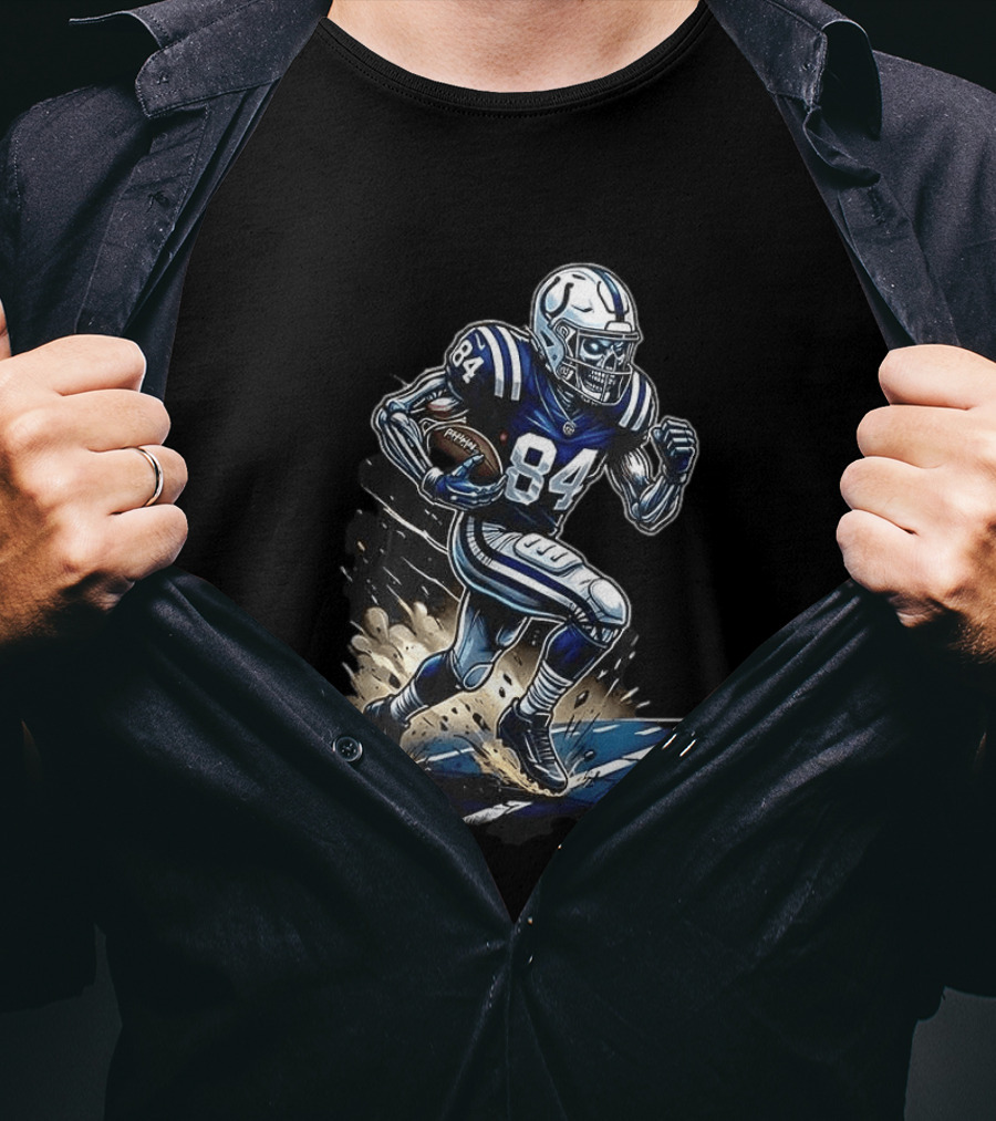 Indianapolis Colts Skeleton Football Player Runs In My Blood T-Shirt