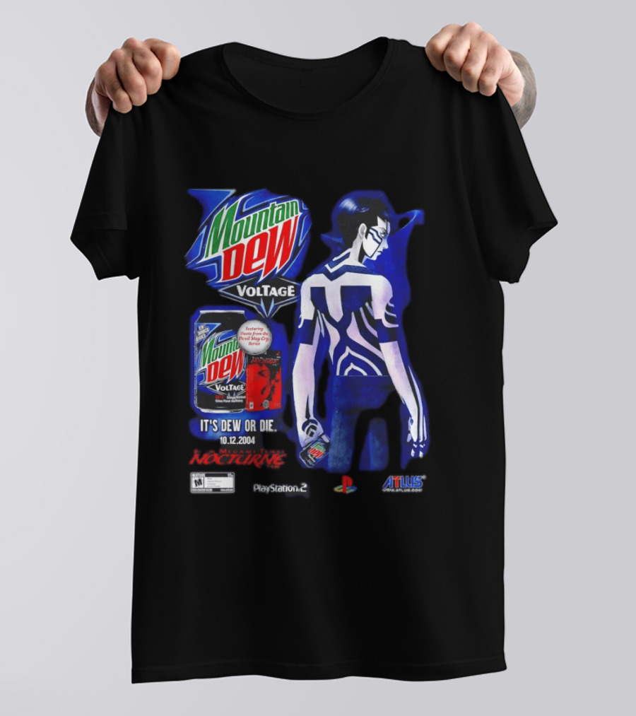 Mountain Dew Voltage Nocturne Devil May Cry Featuring Dante It's Dew Or Die 10.12.2004 PlayStation 2 Atlus T-Shirt
