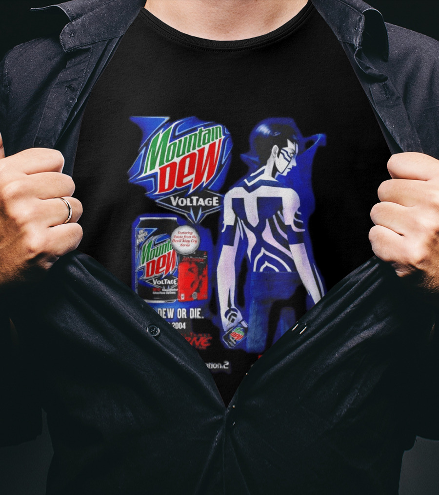 Mountain Dew Voltage Nocturne Devil May Cry Featuring Dante It's Dew Or Die 10.12.2004 PlayStation 2 Atlus T-Shirt