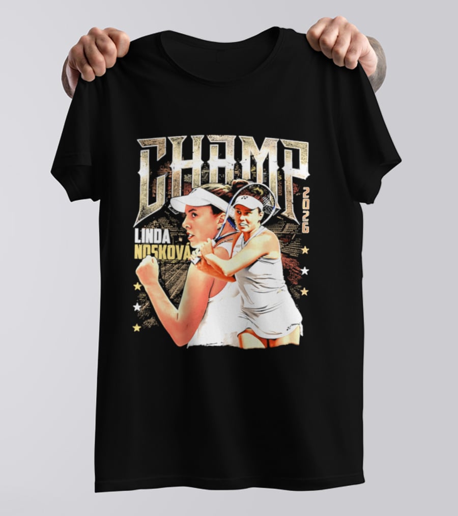 Linda Noskova Wimbledon 2026 Champ Bold Tennis Celebration T-Shirt