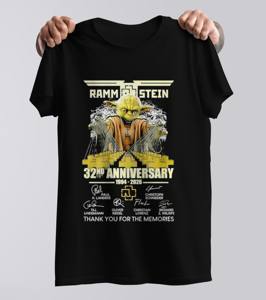 Rammstein 32Nd Anniversary 1994 2026 Thank You For The Memories Yoda Edition T-Shirt