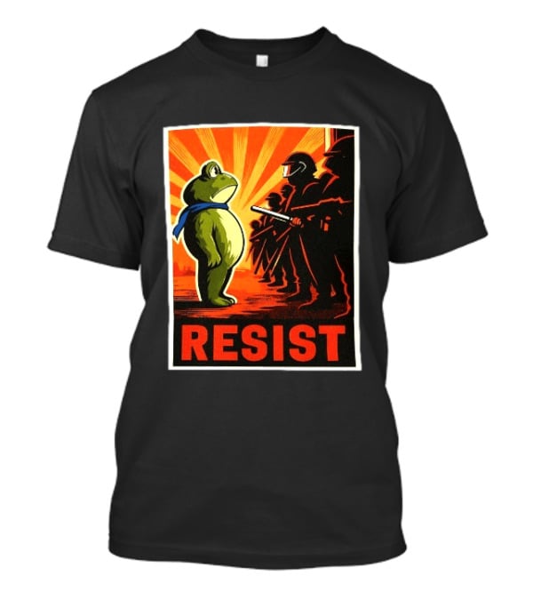 Resist Portland Frog 2025 Anti Fascism Protest Art With Frog And Riot Police T-Shirt