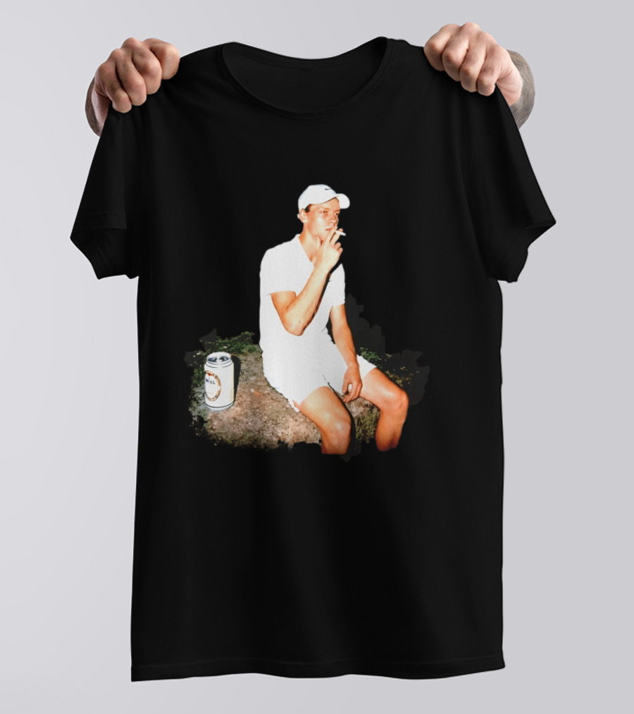 Wimbledon 2026 Men's Singles Italy Jannik Sinner Smoking With Beer T-Shirt