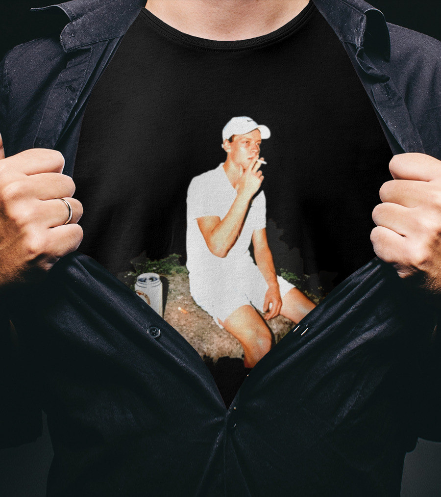 Wimbledon 2026 Men's Singles Italy Jannik Sinner Smoking With Beer T-Shirt