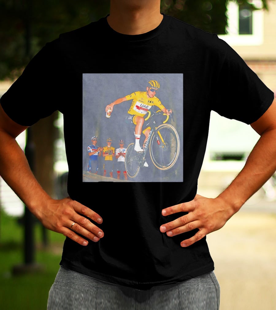 Tadej Pogačar UAE Emirates Cycling Team With Beer Can Stunt T-Shirt