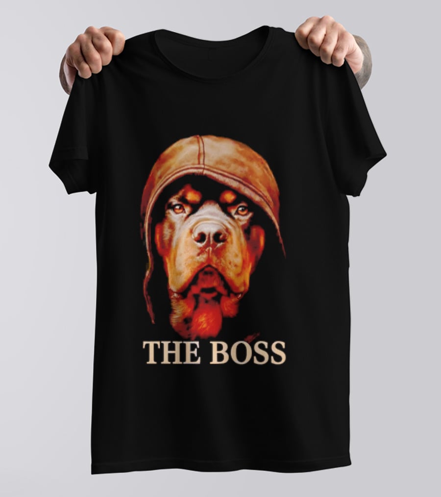 The Boss Rottweiler Wearing Aviator Cap T-Shirt