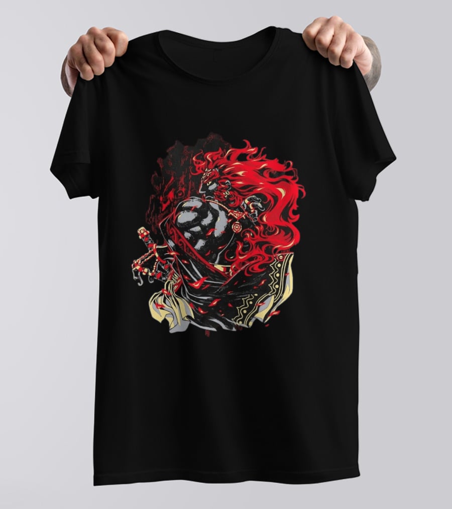 The Legend Of Zelda The Devourer Of Tomorrow Flamboyant Musketeer Warrior With Cape And Fiery Red Hair T-Shirt