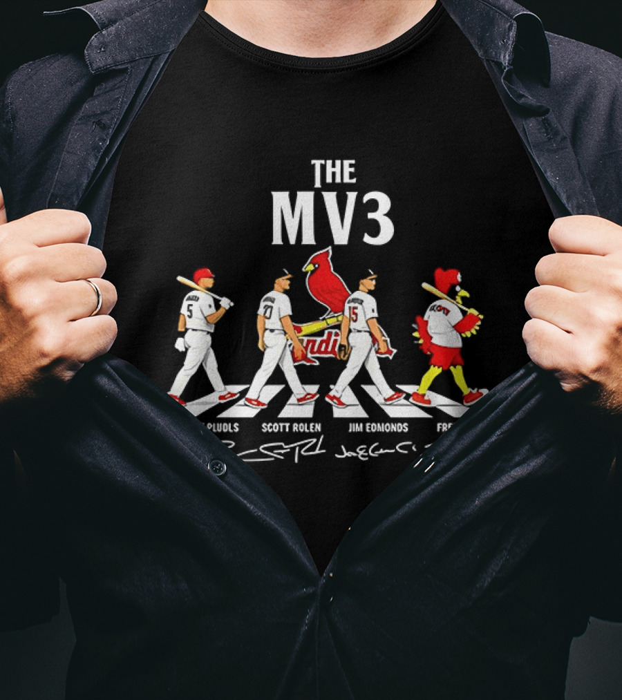 The MV3 Albert Pujols Scott Rolen Jim Edmonds St. Louis Cardinals Abbey Road Fredbird T-Shirt