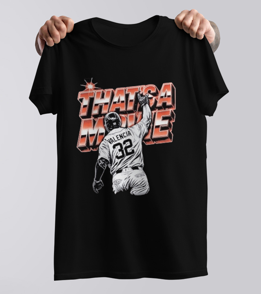 Valencia That's A Movie Baseball Iconic Pose 32 Pointing Skyward T-Shirt