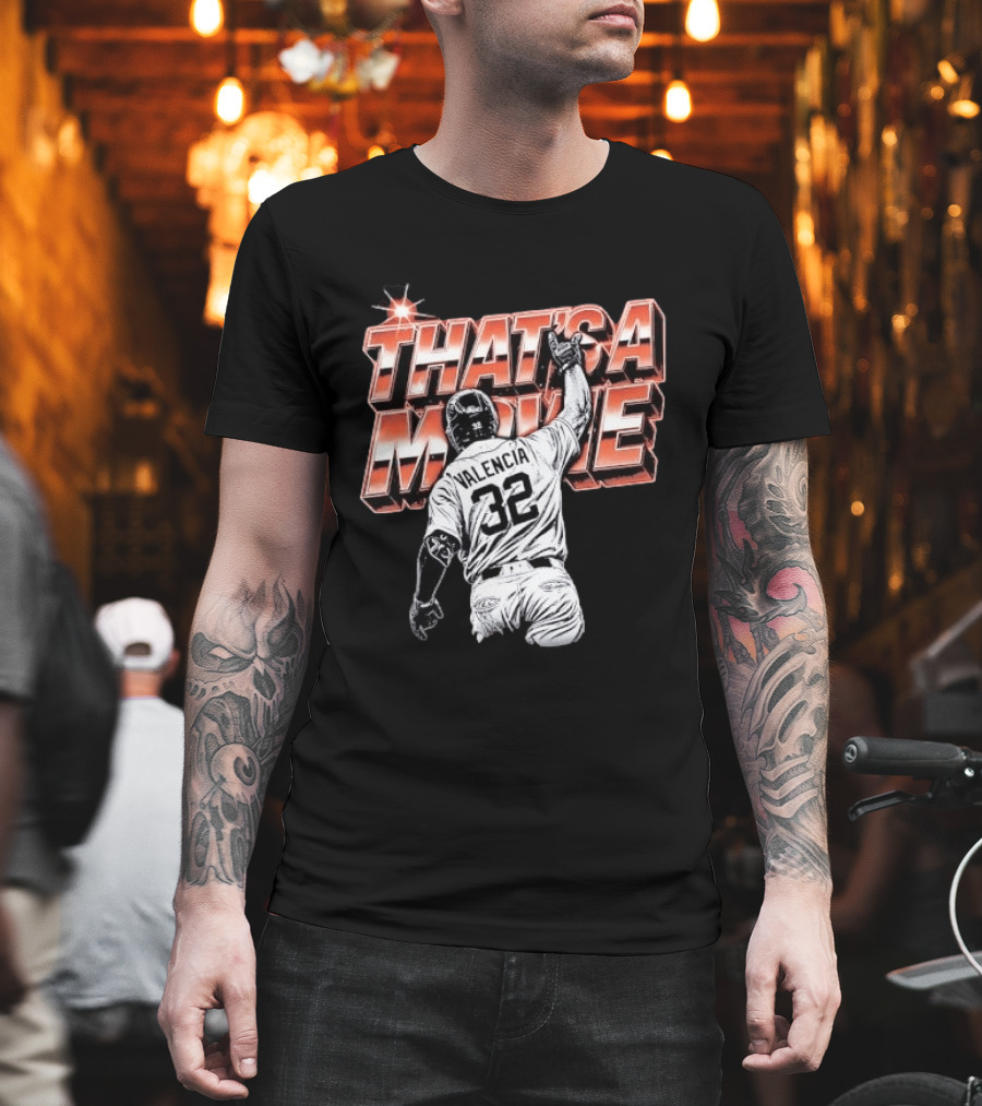 Valencia That's A Movie Baseball Iconic Pose 32 Pointing Skyward T-Shirt