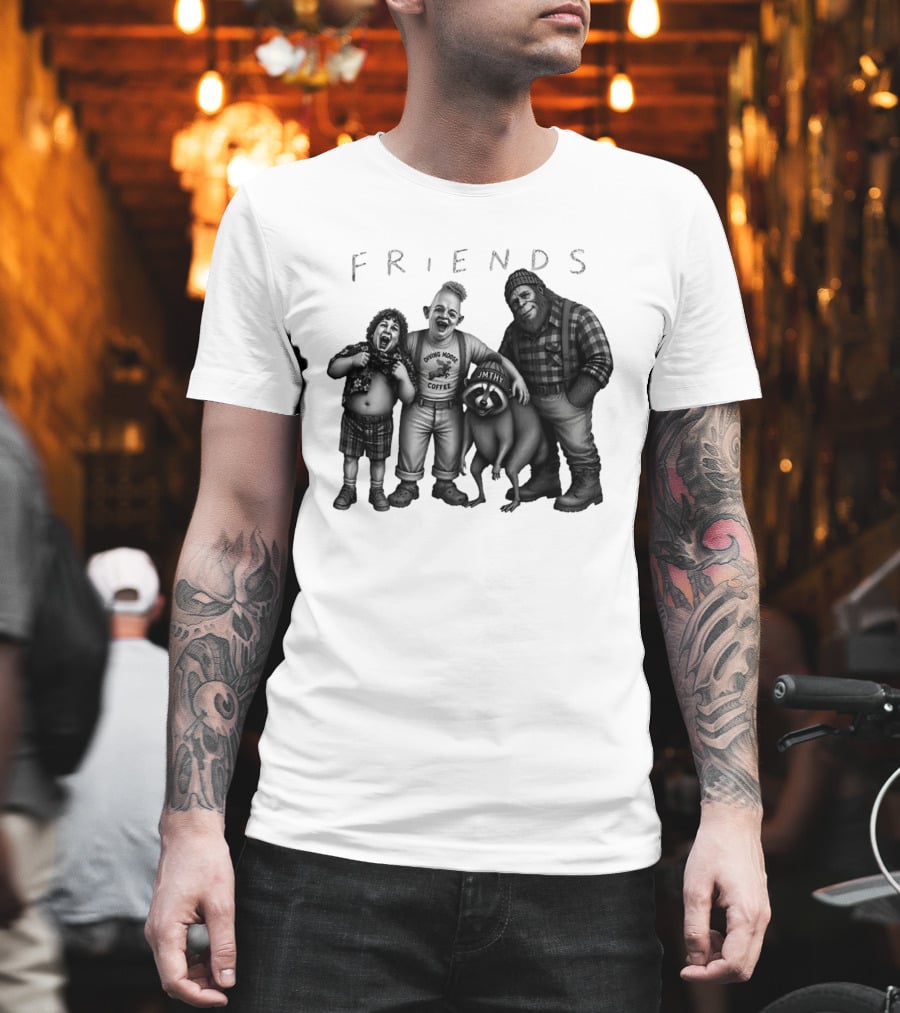 Friends Owning Moose Coffee Jmthy Big Foot Raccoon T-Shirt