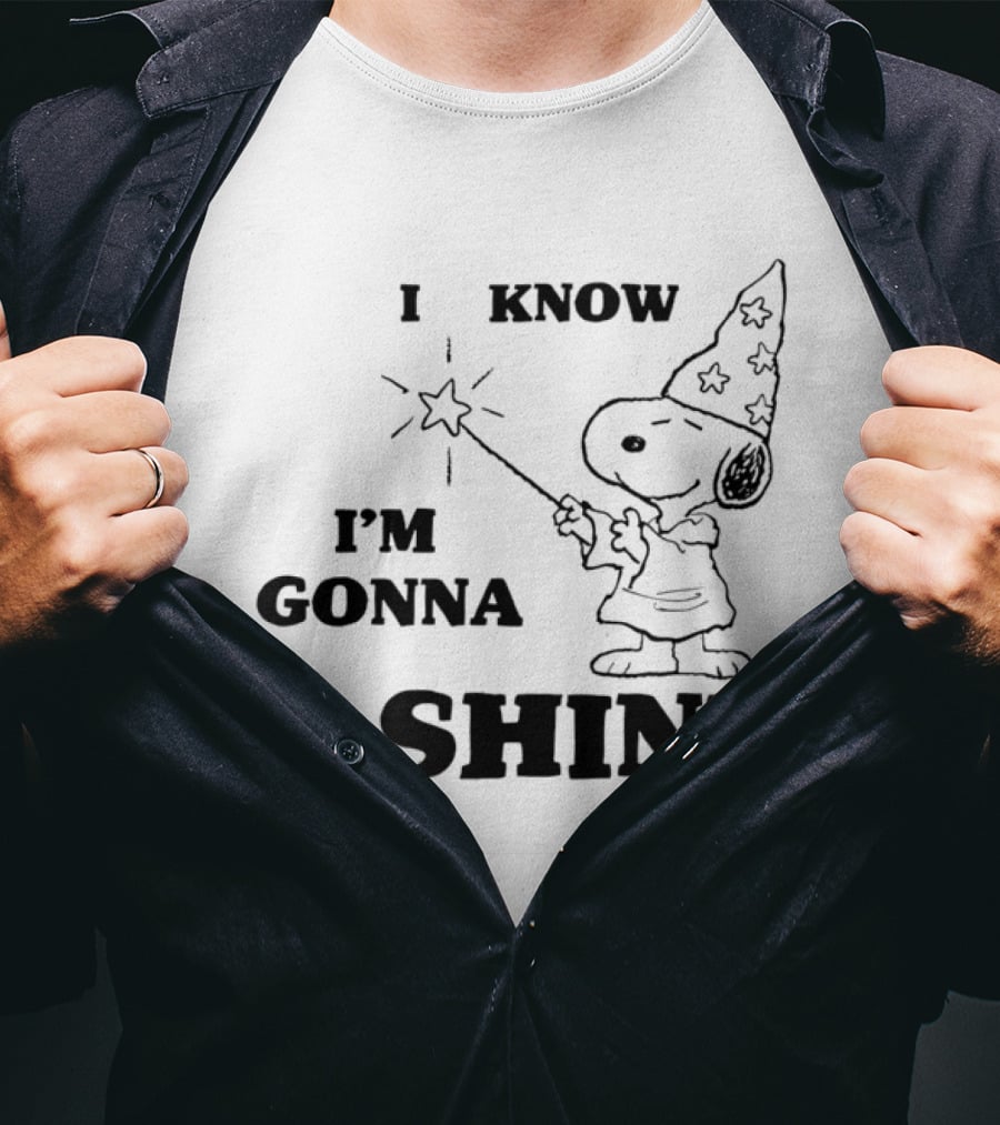 Snoopy Wizard I Know I'm Gonna Shine Magic Wand Stars T-Shirt