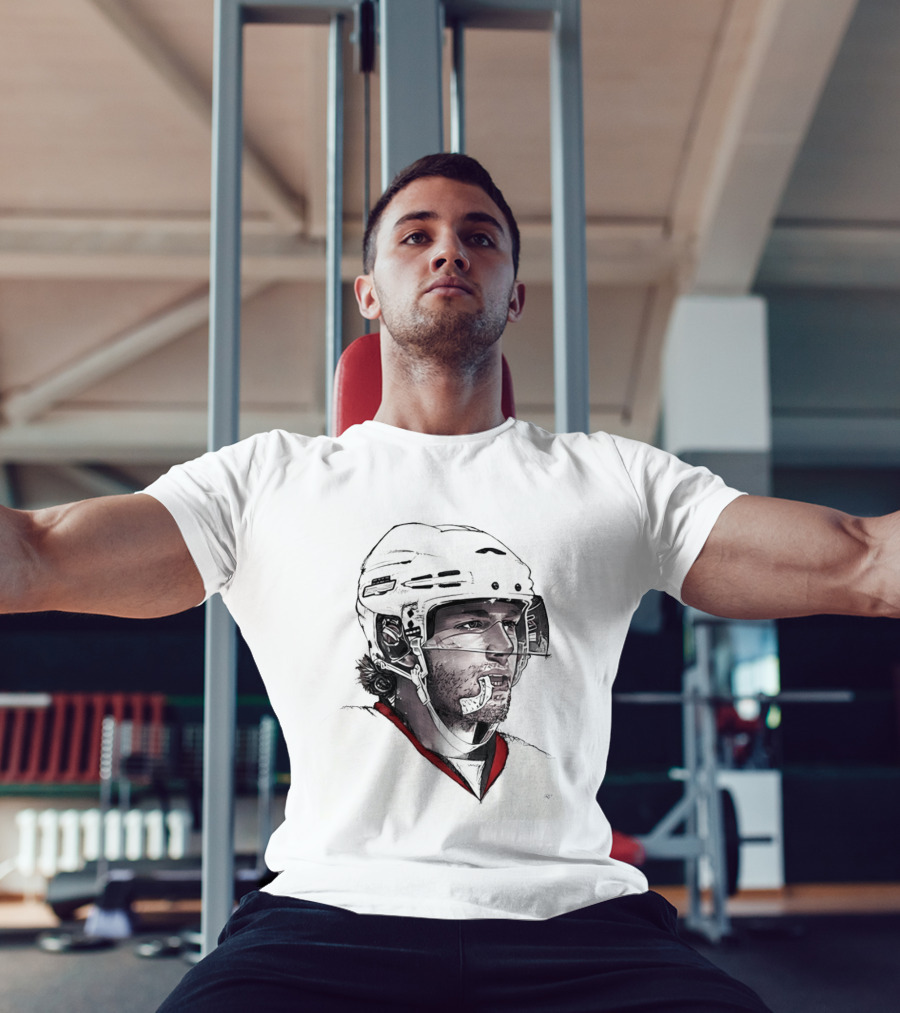 Patrick Kane Chicago Blackhawks 88 Hockey Helmet Sketch T-Shirt