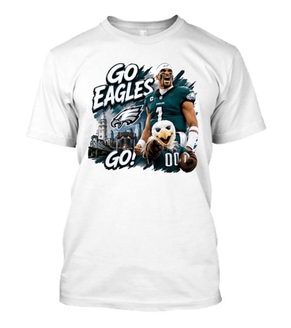 Go Eagles Go Philadelphia Eagles Jalen Hurts Swoop Football Skyline T-Shirt