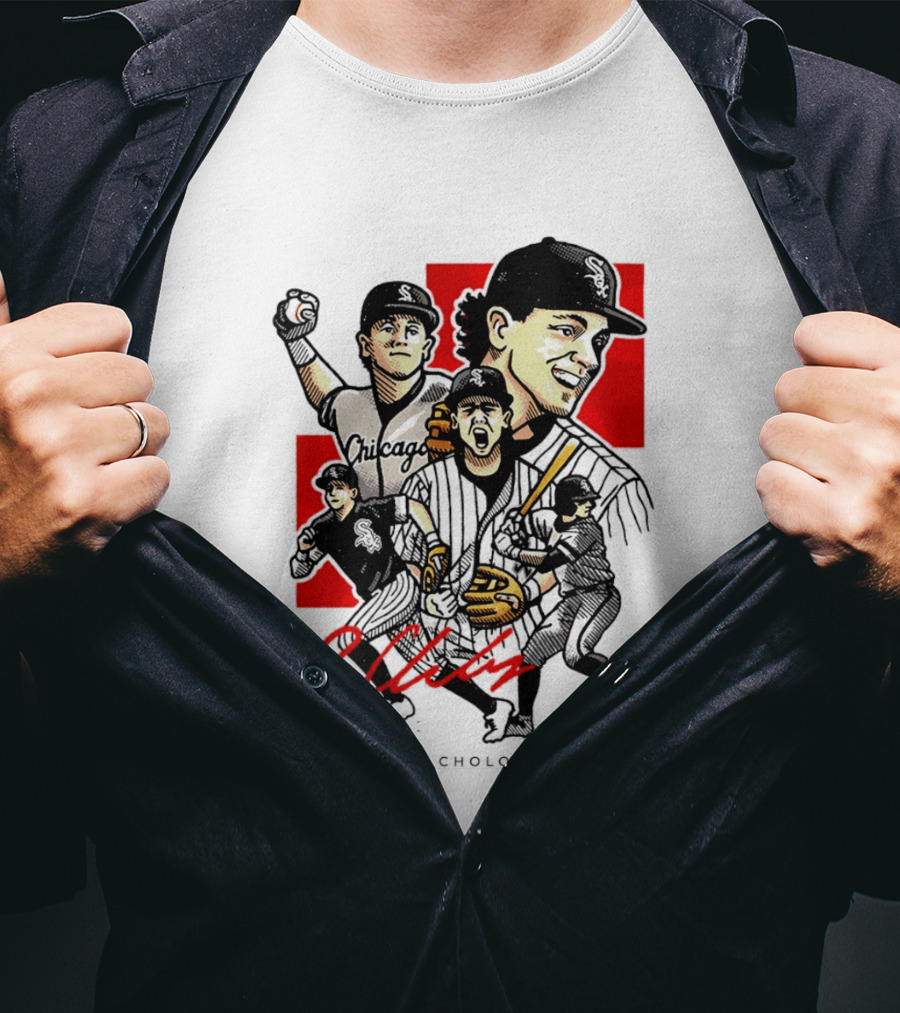 Roch Cholowsky Chicago White Sox Player Artwork Collage T-Shirt