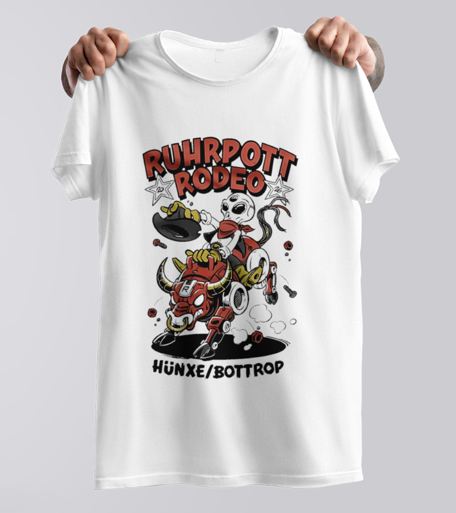 Ruhrpott Rodeo Hünxe Bottrop Alien Riding Mechanical Bull Festival T-Shirt