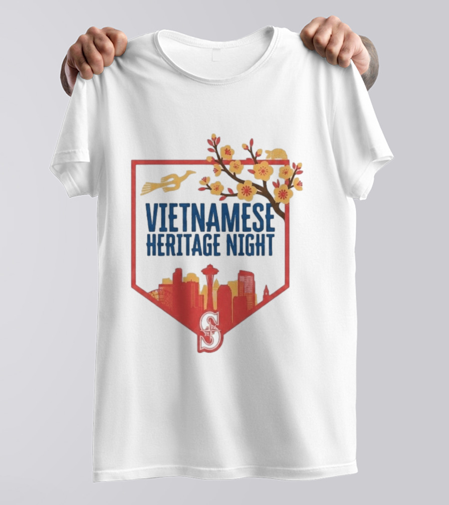 Seattle Mariners Vietnamese Heritage Night Blossom Skyline Celebration T-Shirt