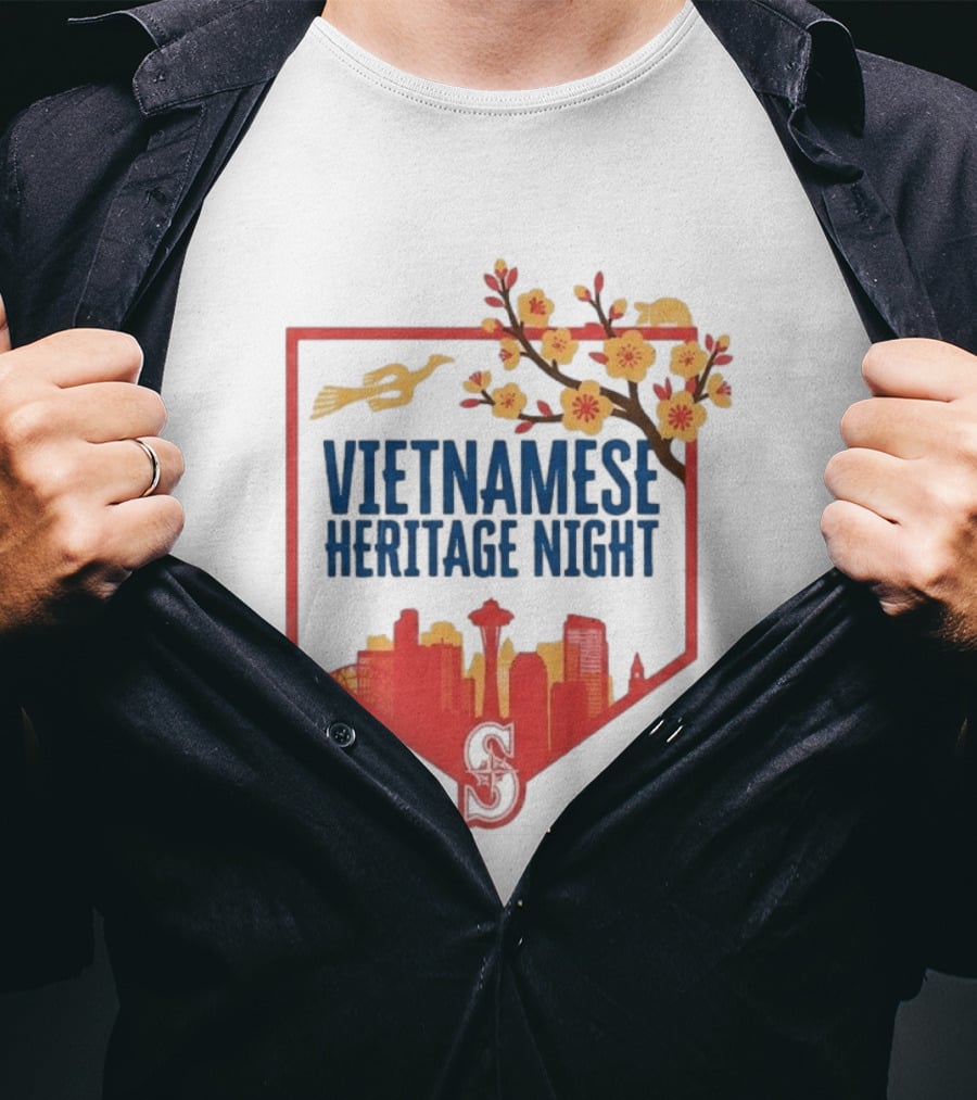 Seattle Mariners Vietnamese Heritage Night Blossom Skyline Celebration T-Shirt