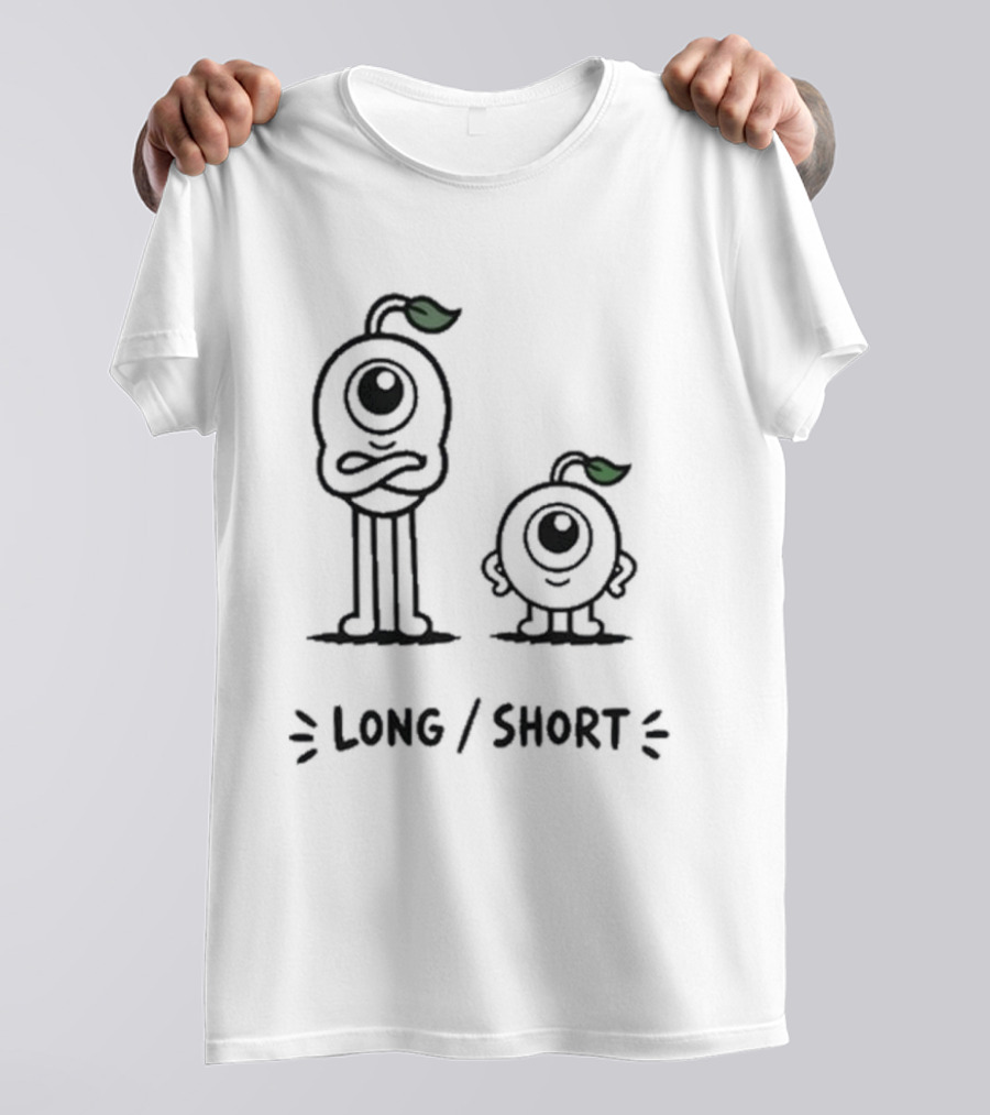 Standx Long Short Cute Monsters One Eyed Characters With Leaf Antennas T-Shirt