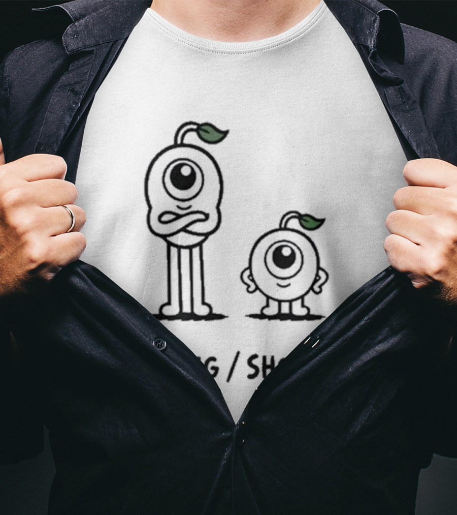 Standx Long Short Cute Monsters One Eyed Characters With Leaf Antennas T-Shirt