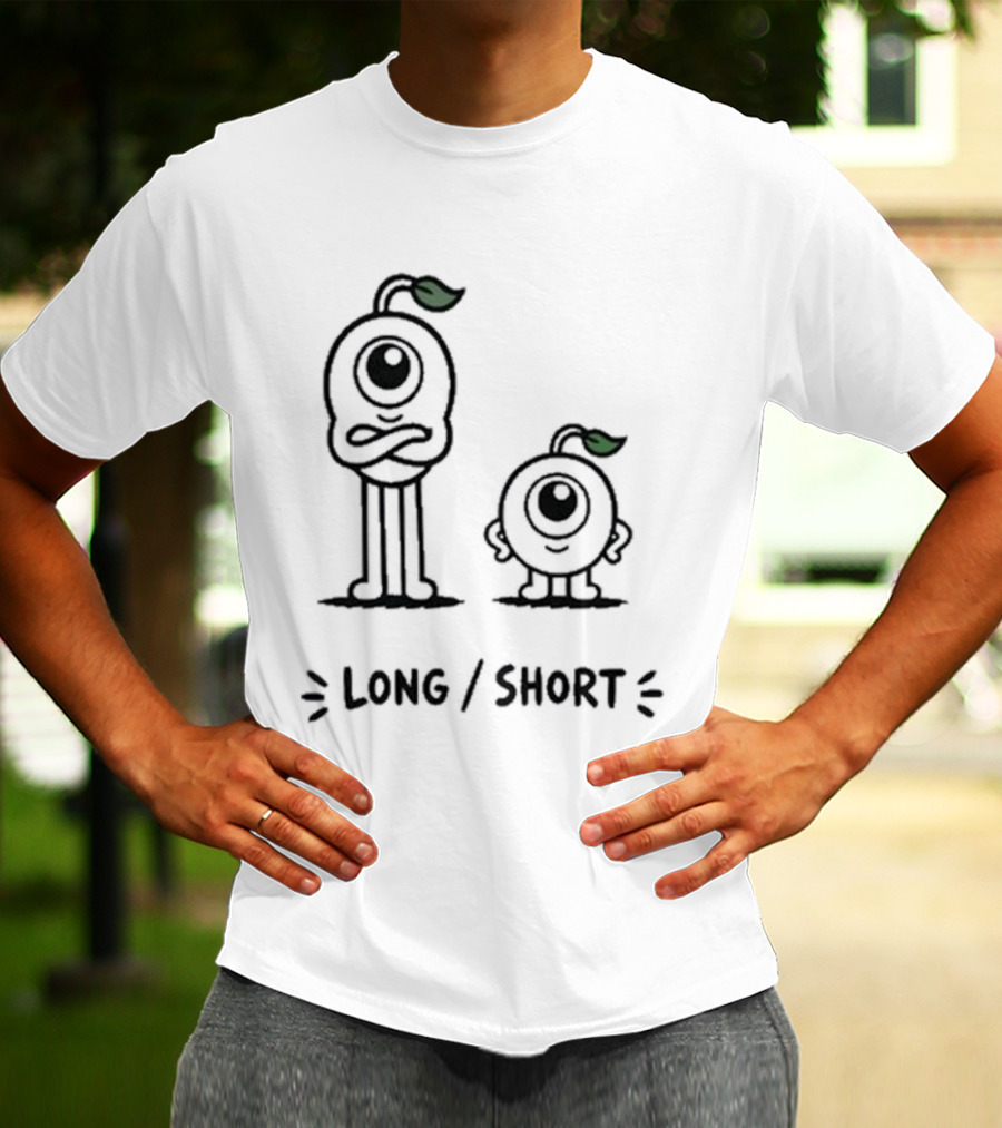 Standx Long Short Cute Monsters One Eyed Characters With Leaf Antennas T-Shirt