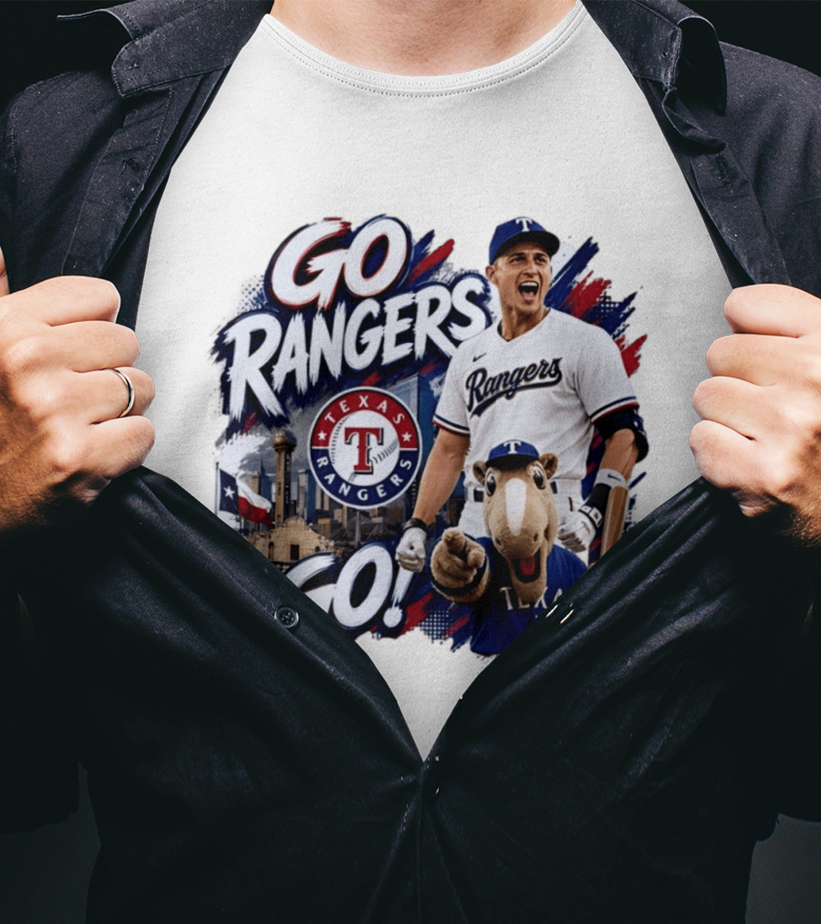 Go Rangers Texas Rangers Baseball Team Spirit Celebration T-Shirt