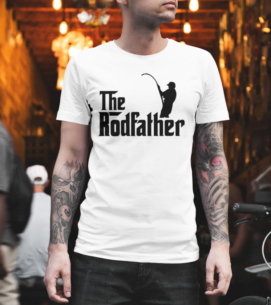 The Rodfather Fishing Parody Text And Image T-Shirt