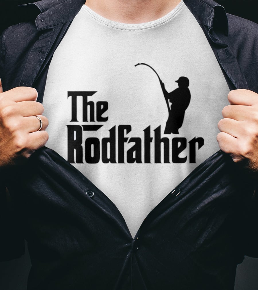 The Rodfather Fishing Parody Text And Image T-Shirt